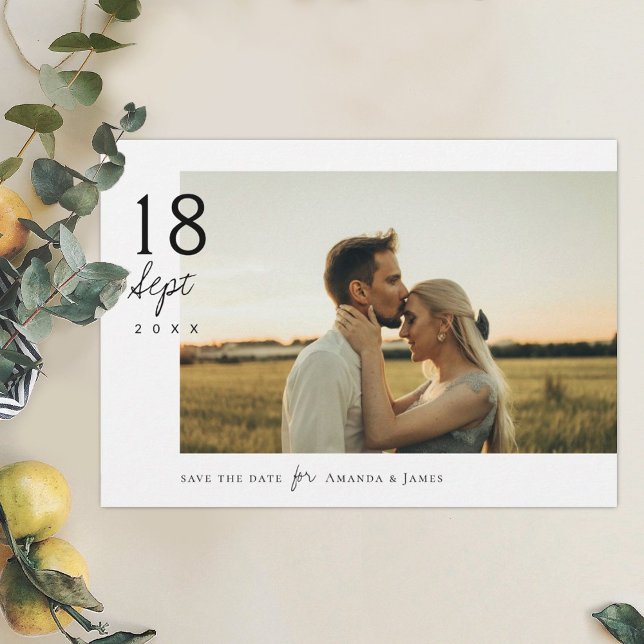 Invitation Simple Elegant Chic Photo Wedding Enregistrer la d (Créateur téléchargé)