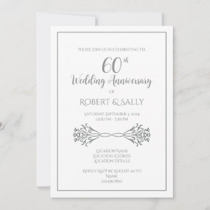 Invitation Simple Elegant Classic 60e Anniversaire Party