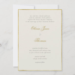 Invitation Simple Elegant Classy Gold Frame Ecru Mariage
