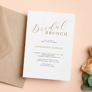Invitation Simple élégant écriture or moderne brunch nuptial