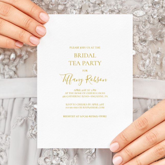 Invitation simple Elegant Gold Bridal Tea Party (Créateur téléchargé)