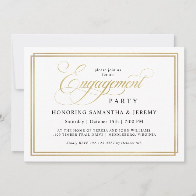 Invitation Simple Elegant Gold Calligraphy (Devant)