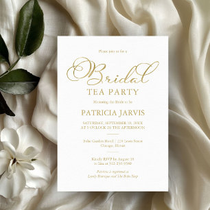 Invitation Simple Elegant Gold Foil Script Bridal Tea Party