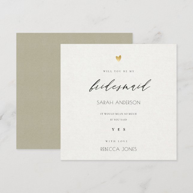 Invitation SIMPLE ÉLÉGANT GOLD KRAFT TYPOGRAPHIE femme de cha (Devant / Derrière)