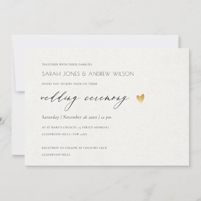 INVITATION SIMPLE ÉLÉGANT GOLD KRAFT TYPOGRAPHIE MARIAGE (Devant)