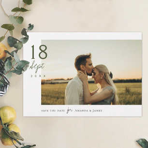 Invitation Simple Elegant Green Script Photo Enregistrer la d