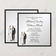 Simple Elégant Groom and Groom Gay Wedding Invitat