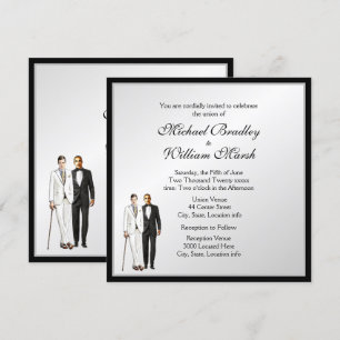 Invitation Simple Elégant Groom and Groom Gay Wedding Invitat