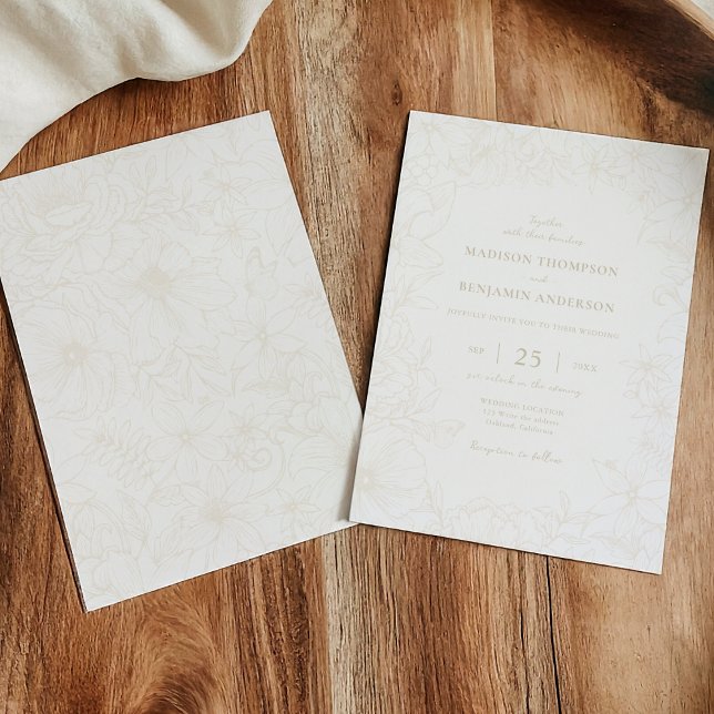 Invitation Simple Elegant Ivory Floral Garden Wedding (Créateur téléchargé)