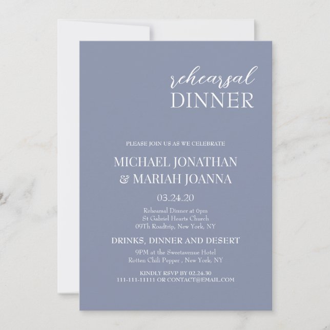 Invitation Simple Élégant La Nuit Avant Le Dîner De Répétitio (Devant)