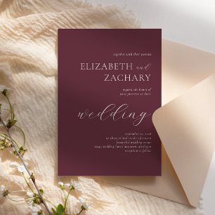 Invitation Simple Élégant Mariage Blanc Écriture