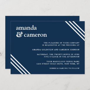 Invitation Simple Elegant Mariage bleu marine