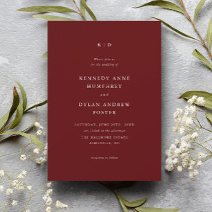 Invitation Simple Élégant Mariage Bordeaux