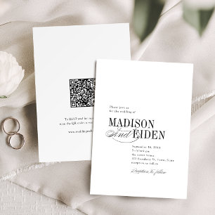 Invitation Simple Élégant Mariage Code QR Typographie Mariage