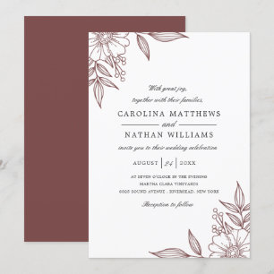 Invitation Simple Elégant Mariage Floral Corners