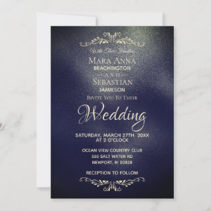 Invitation *~* Simple Elegant Marine BLue Mariage or