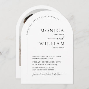 Invitation Simple Elegant Minimaliste Design Mariage Photo