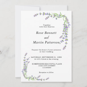Invitation Simple élégant minimaliste floral lavande mariage