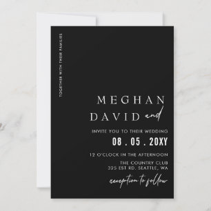 Invitation Simple Élégant minimaliste moderne Mariage noir