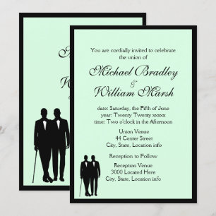 Invitation Simple Elegant Mint Grooms Gay Mariage