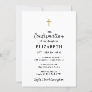 Invitation Simple Élégant Moderne Confirmation Croix
