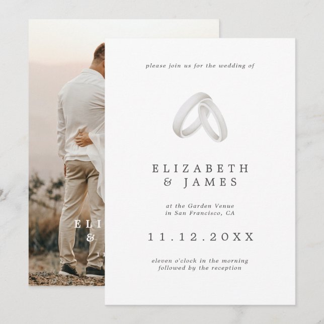 Invitation Simple Elegant moderne Couple Mariage photo (Devant / Derrière)
