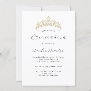Invitation Simple élégant moderne Tiara Quinceanera