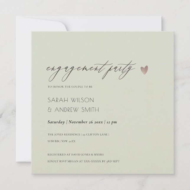 INVITATION SIMPLE ÉLÉGANT OR GRAY TYPOGRAPHIE FIANÇAILLES (Devant)