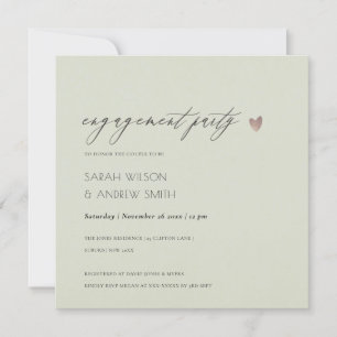 INVITATION SIMPLE ÉLÉGANT OR GRAY TYPOGRAPHIE FIANÇAILLES