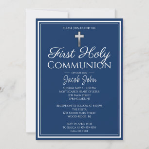 Invitation Simple Élégant Première Sainte Communion Invitatio