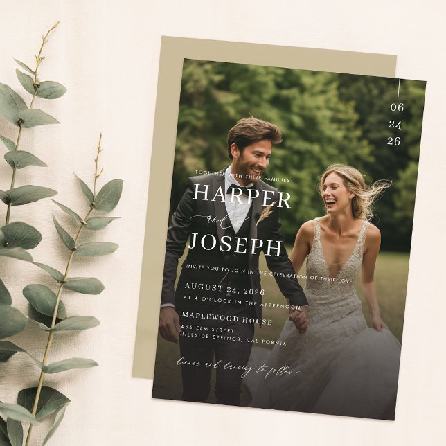 Invitation Simple élégant QR Code Mariage photo (Créateur téléchargé)