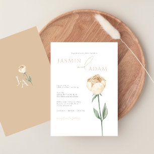 Invitation Simple Élégant Rose Floral Mariage Rose Pâle