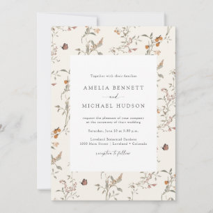 Invitation Simple Élégant Rustique Bohème Floral Mariage
