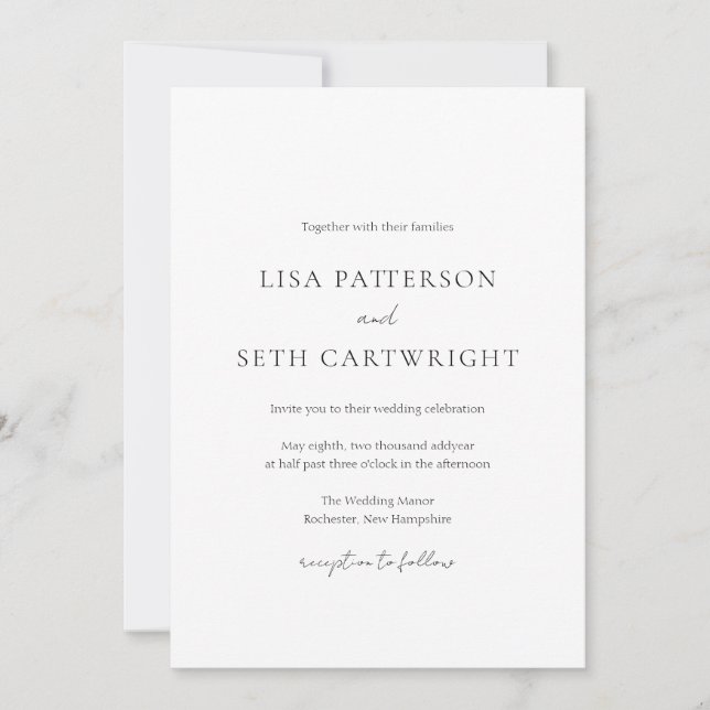 Invitation Simple Élégant Script Classic Tout En Un Mariage (Devant)