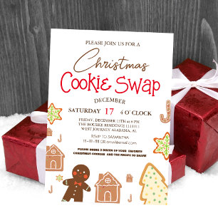 Invitation Simple élégant Script Cookie swap Noël Party