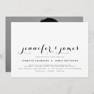 Invitation Simple Elegant Script Photo Modern Wedding Invitat