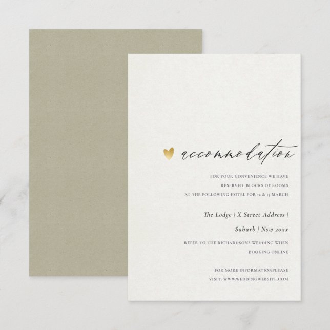 Invitation SIMPLE ELEGANT SQ KRAFT TYPOGRAPHIE Hébergement (Devant / Derrière)