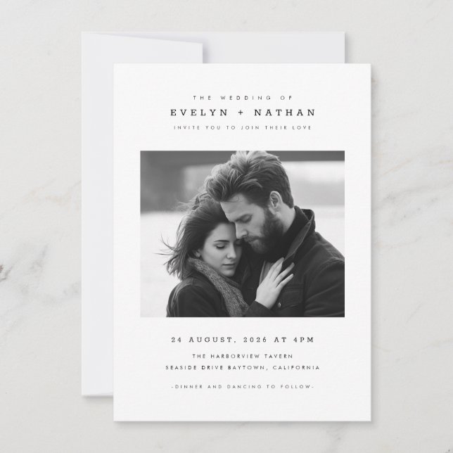 Invitation Simple Elegant Typography QR Code Photo Wedding (Devant)