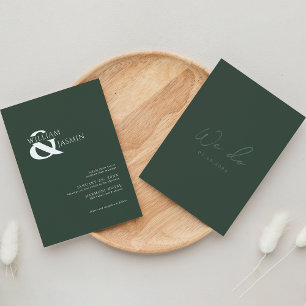 Invitation Simple Elegant Vert foncé "We do" Mariage