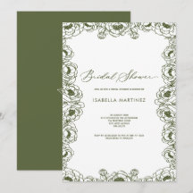 simple élégant vert olive floral douche de mariée