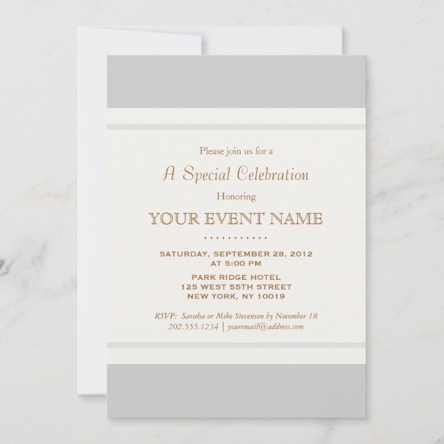 Invitation Simple Élégant Vintage gris clair professionnel (Devant)