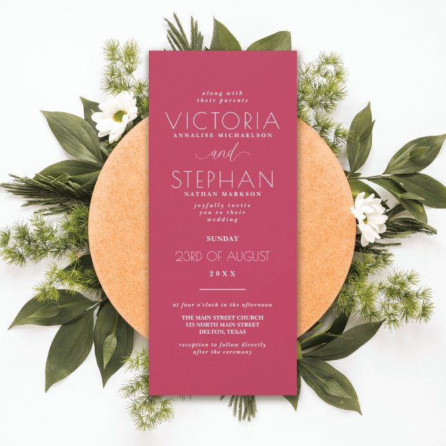Invitation Simple Elegant Viva Magenta Mariage de typographie (Créateur téléchargé)