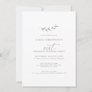 Invitation Simple élégante 21e anniversaire Surprise Party
