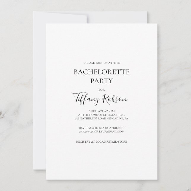 Invitation simple élégante Bachelorette Party (Devant)