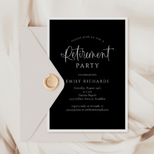 Invitation Simple élégante Calligraphie Script Retraite Parti