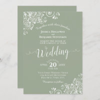 Simple élégante dentelle blanche sur Mariage vert