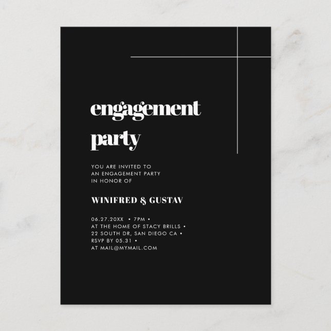 Invitation simple, élégante et chic à une soirée d (Devant)