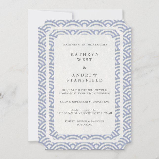 Invitation Simple élégante Lilac souple + Mariage de plage bl (Devant)