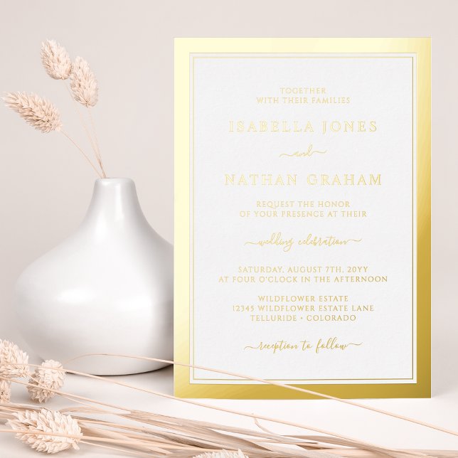 Invitation simple élégante Mariage Foil (Simple Gold Border Elegant Wedding Foil Invitation by Painted Paperie
)