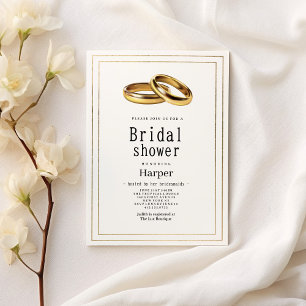 Invitation Simple élégants anneaux blancs et or Shower de mar
